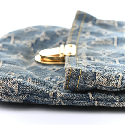 Louis Vuitton Monogram Denim Pochette Plat Clutch Blue 9 of 10