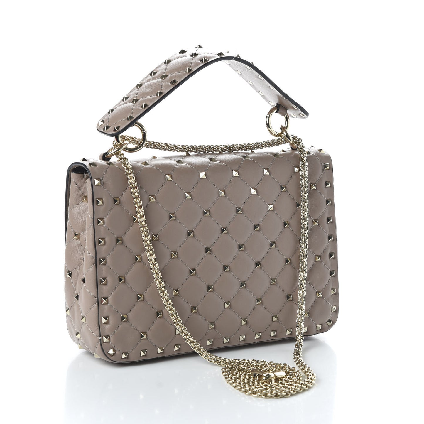 Lambskin Medium Rockstud Spike Shoulder Bag Poudre