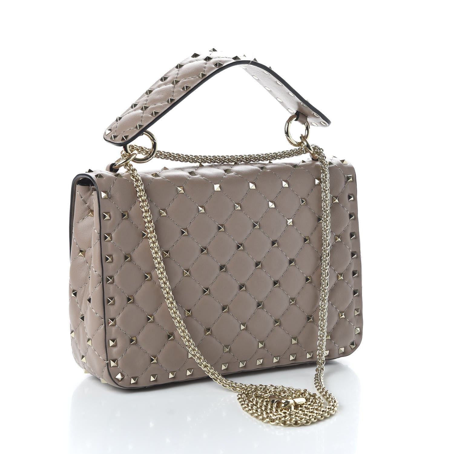 Valentino Garavani Lambskin Medium Rockstud Spike Shoulder Bag Poudre 3 of 10
