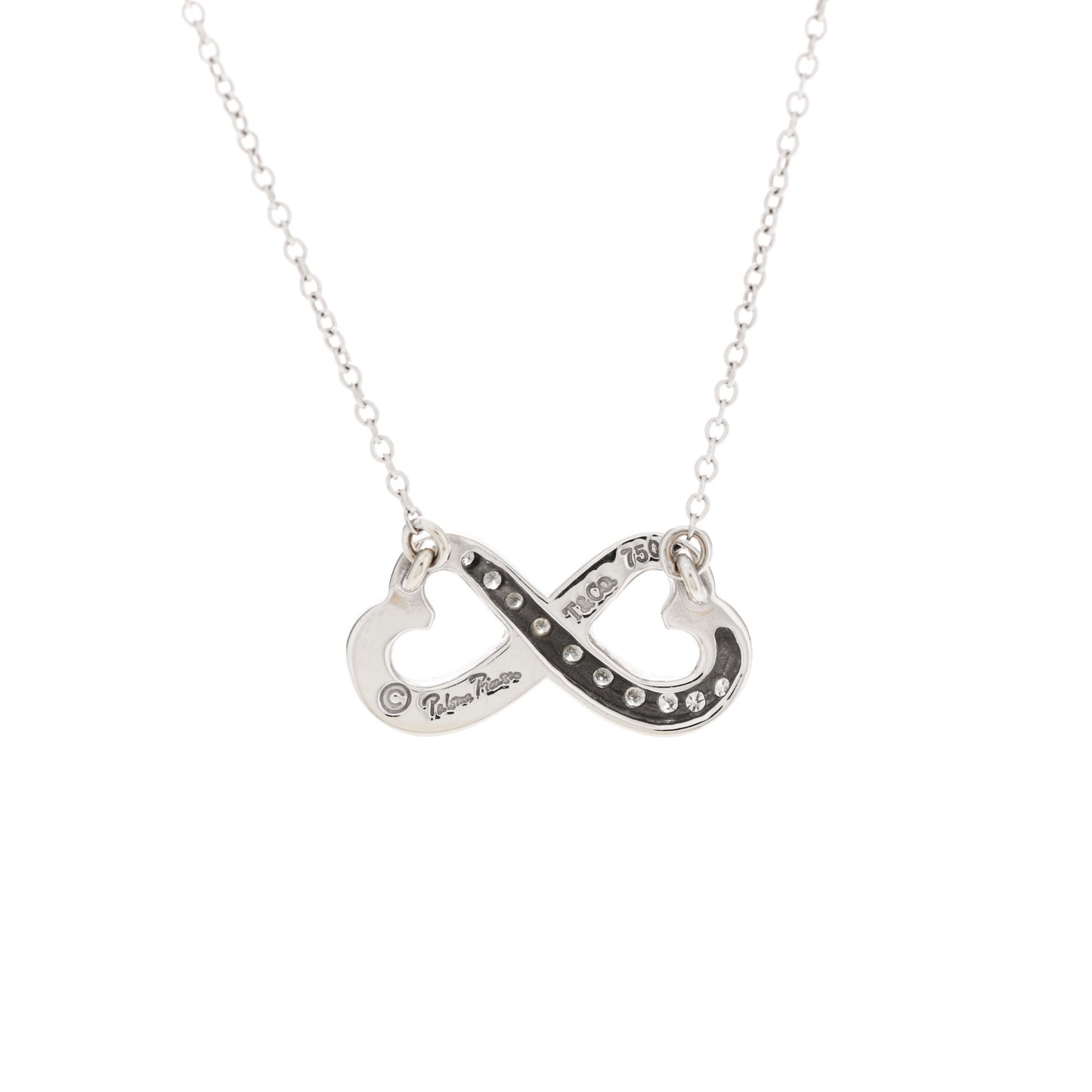 18K White Gold Diamond Paloma Picasso Double Loving Heart Necklace