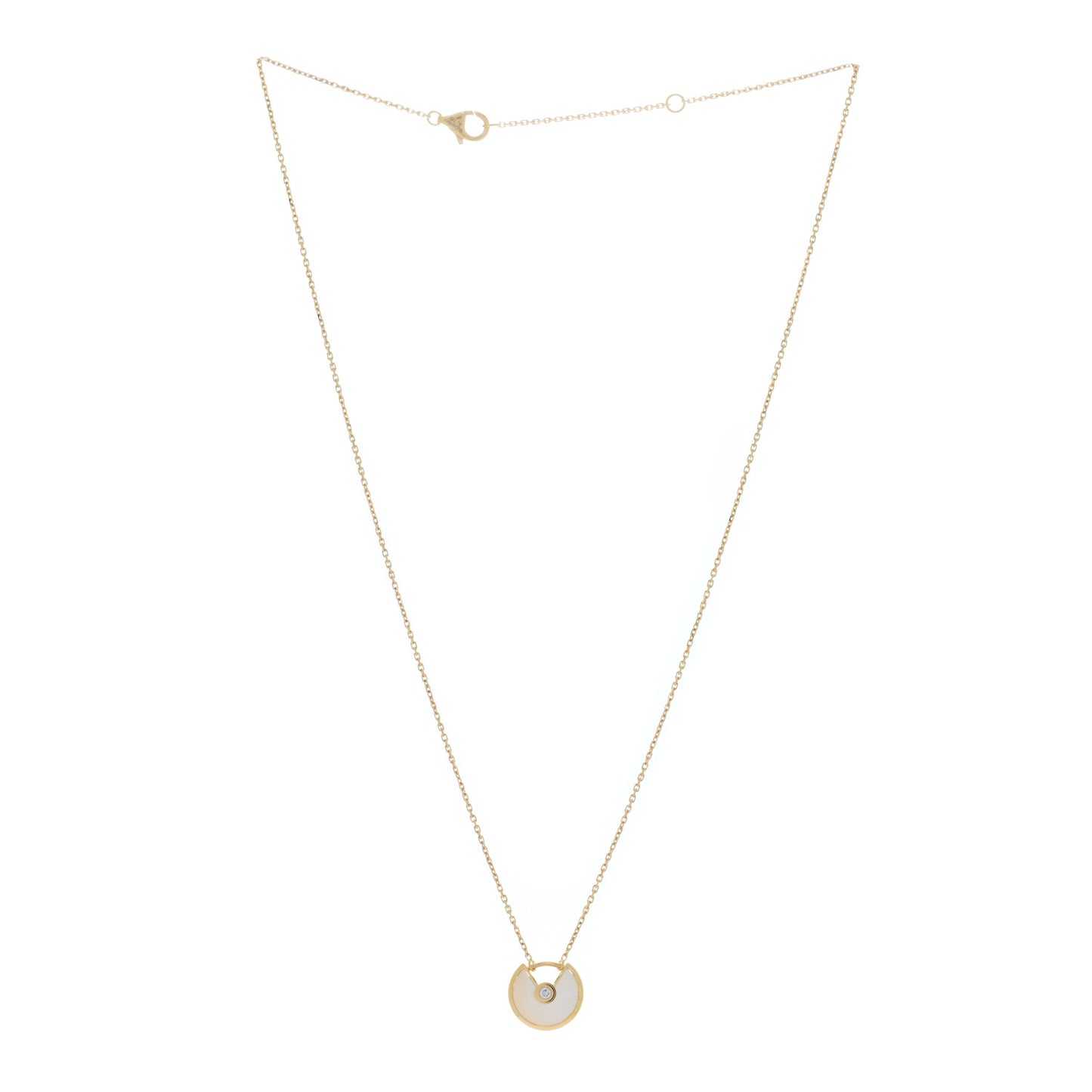 18K Yellow Gold Diamond Mother of Pearl XS Amulette de Cartier Pendant Necklace