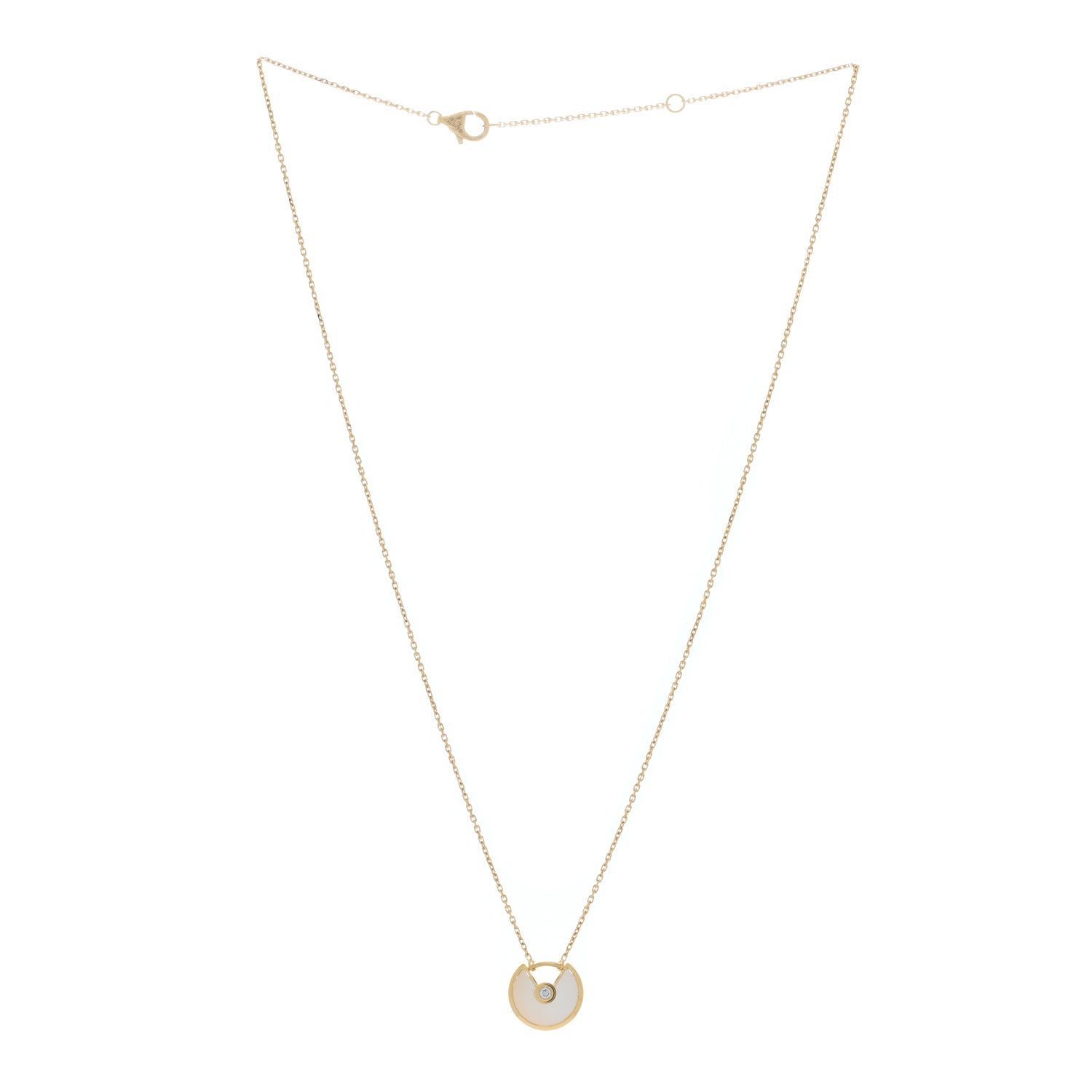Cartier 18K Yellow Gold Diamond Mother of Pearl XS Amulette de Cartier Pendant Necklace 3 of 5