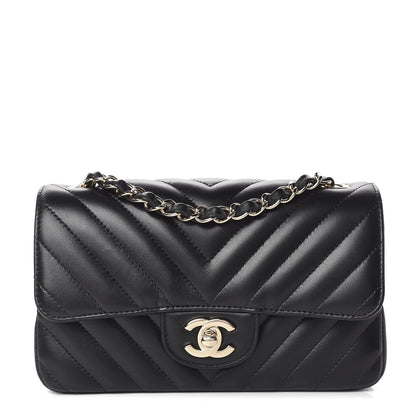 Chanel Lambskin Chevron Quilted Mini Rectangular Flap Black 1 of 10