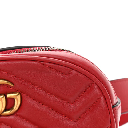 Gucci Calfskin Matelasse GG Marmont Belt Bag 75 30 Hibiscus Red 12 of 13