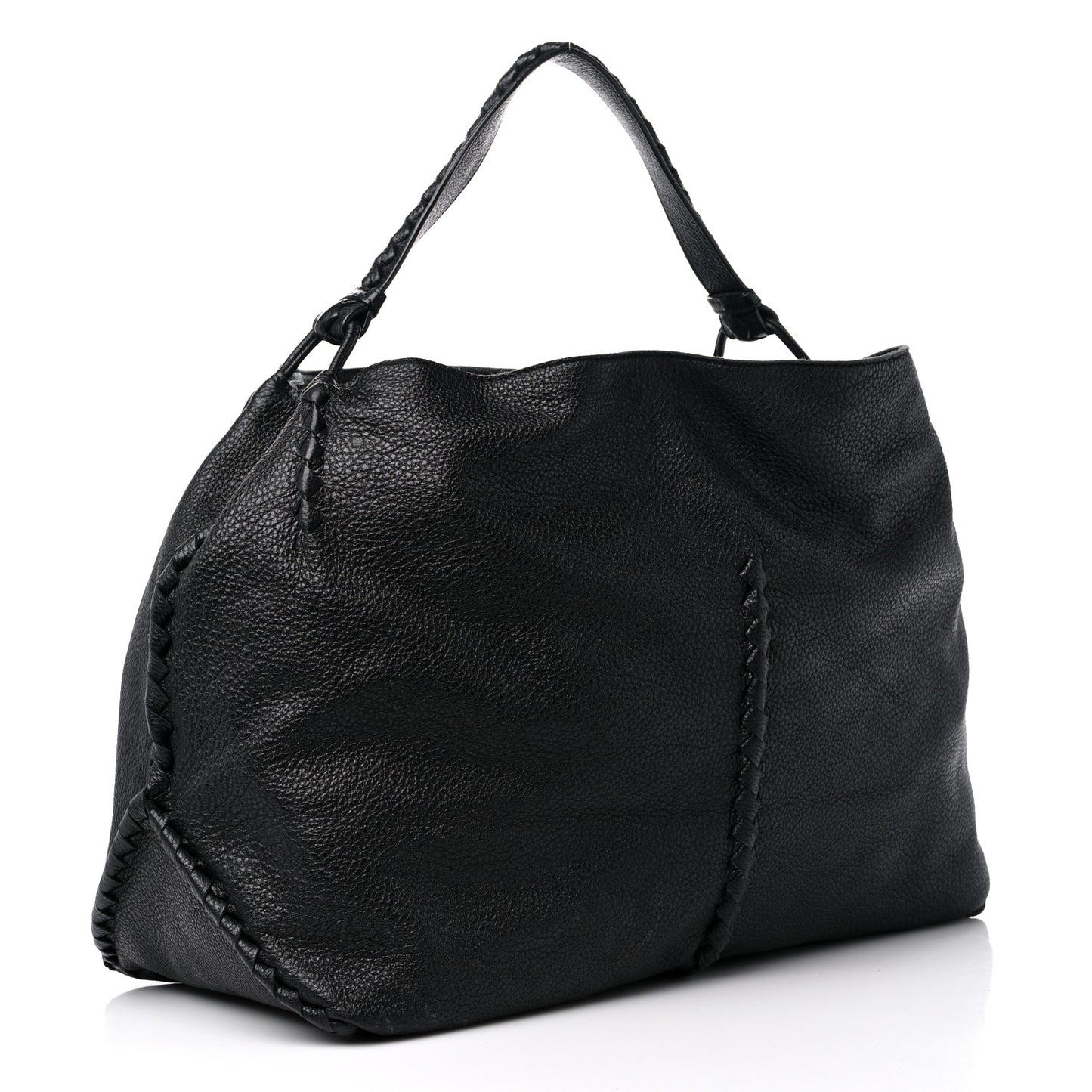 Washed Cervo Deerskin Large Hobo Black