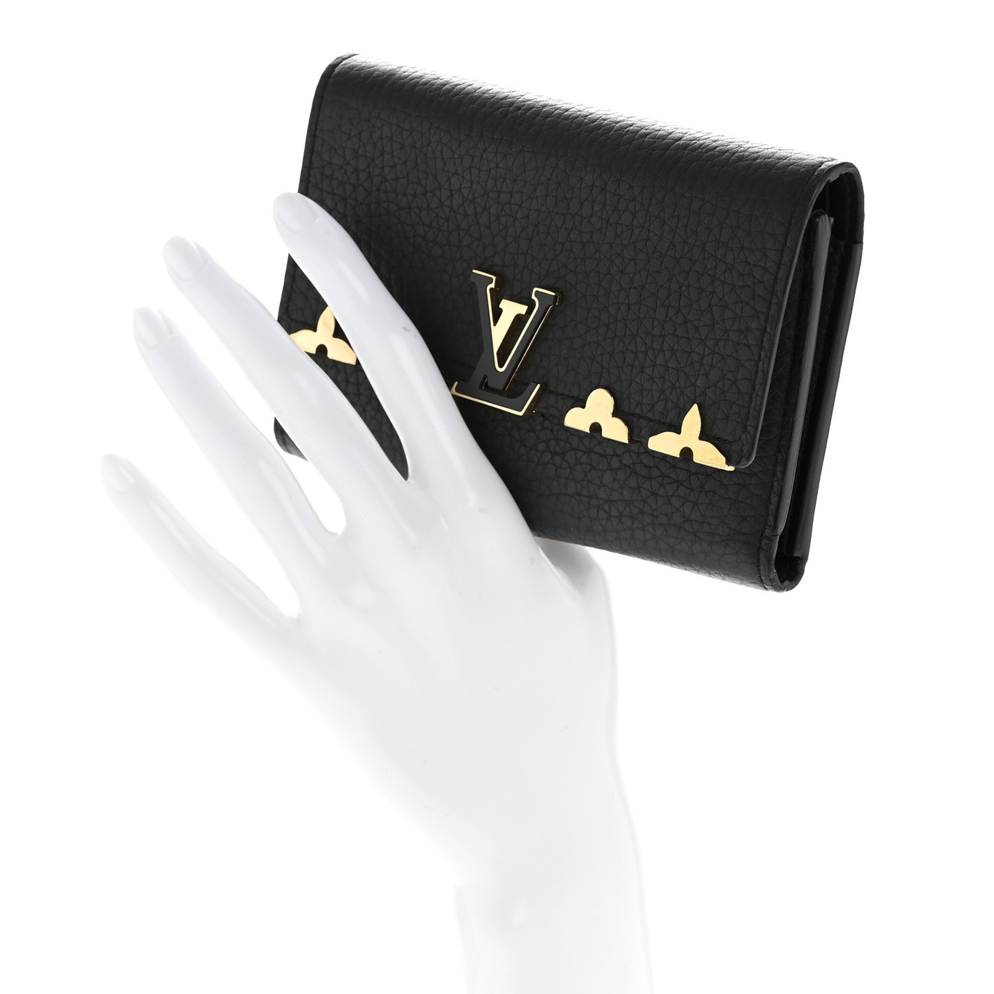 Taurillon Embellished Flower Crown Capucines Compact Wallet