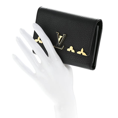 Louis Vuitton Taurillon Embellished Flower Crown Capucines Compact Wallet 2 of 9