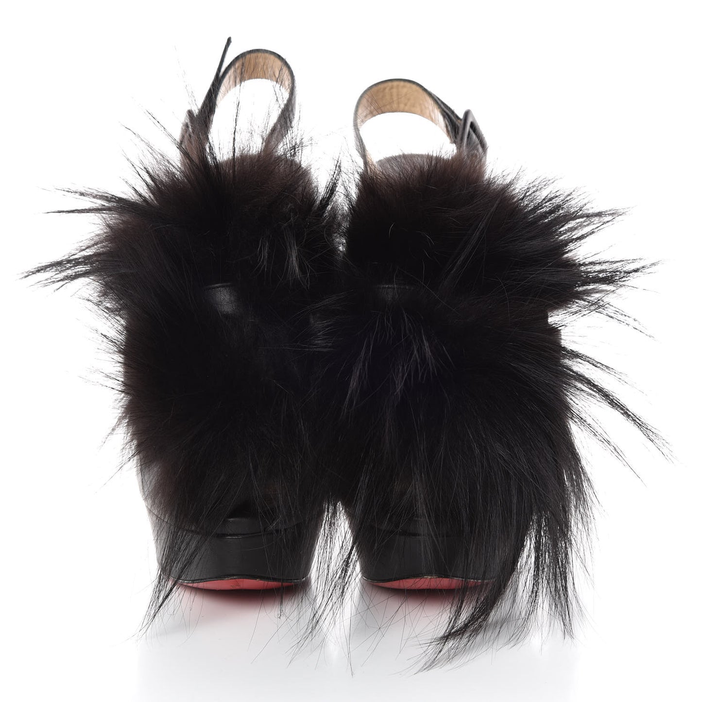 Suede Fox Fur Splash 150 Pumps 41.5 Black