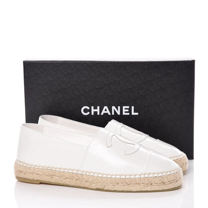 Chanel Distressed Patent CC Espadrilles 39 White 10 of 10