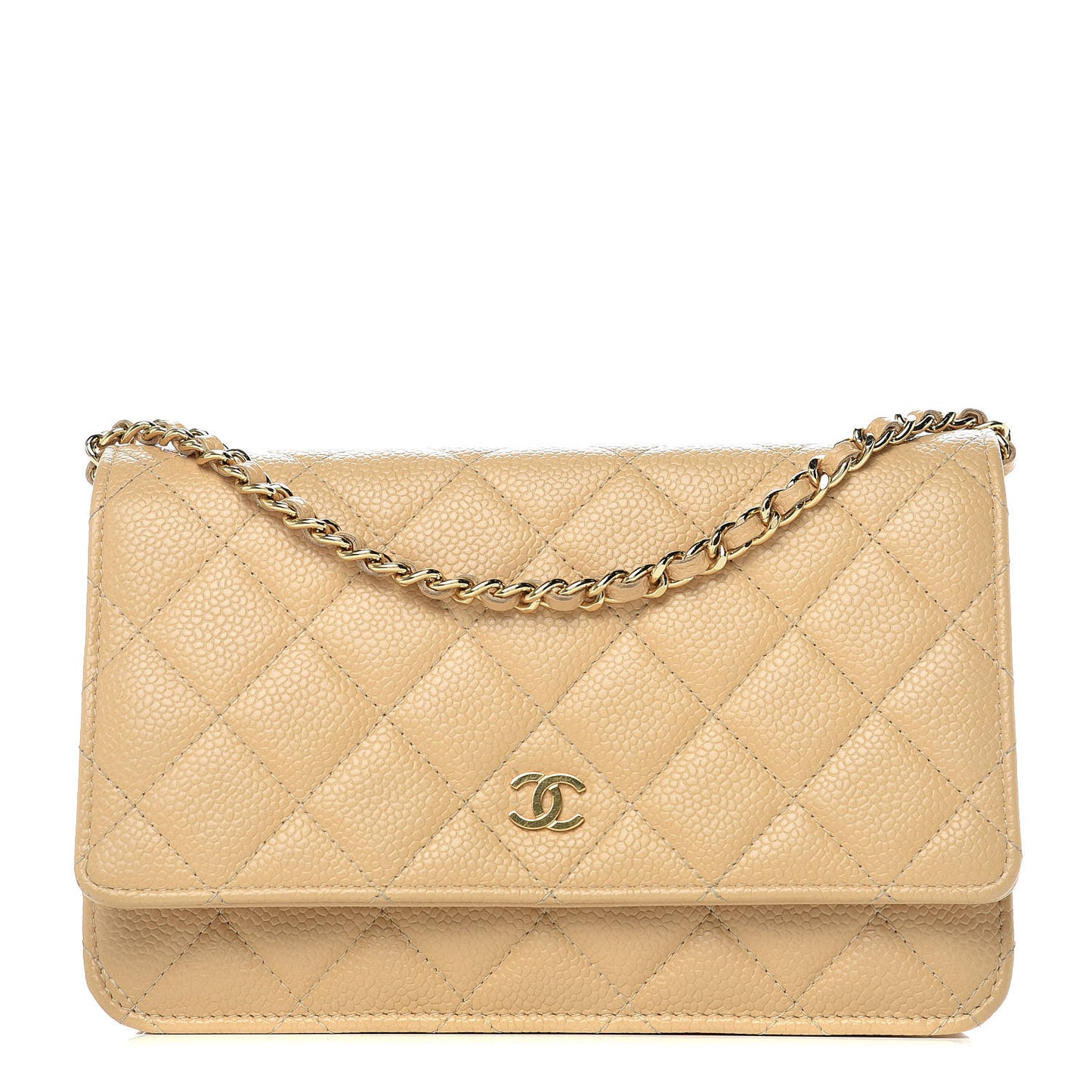 Caviar Quilted Wallet On Chain WOC Beige Clair