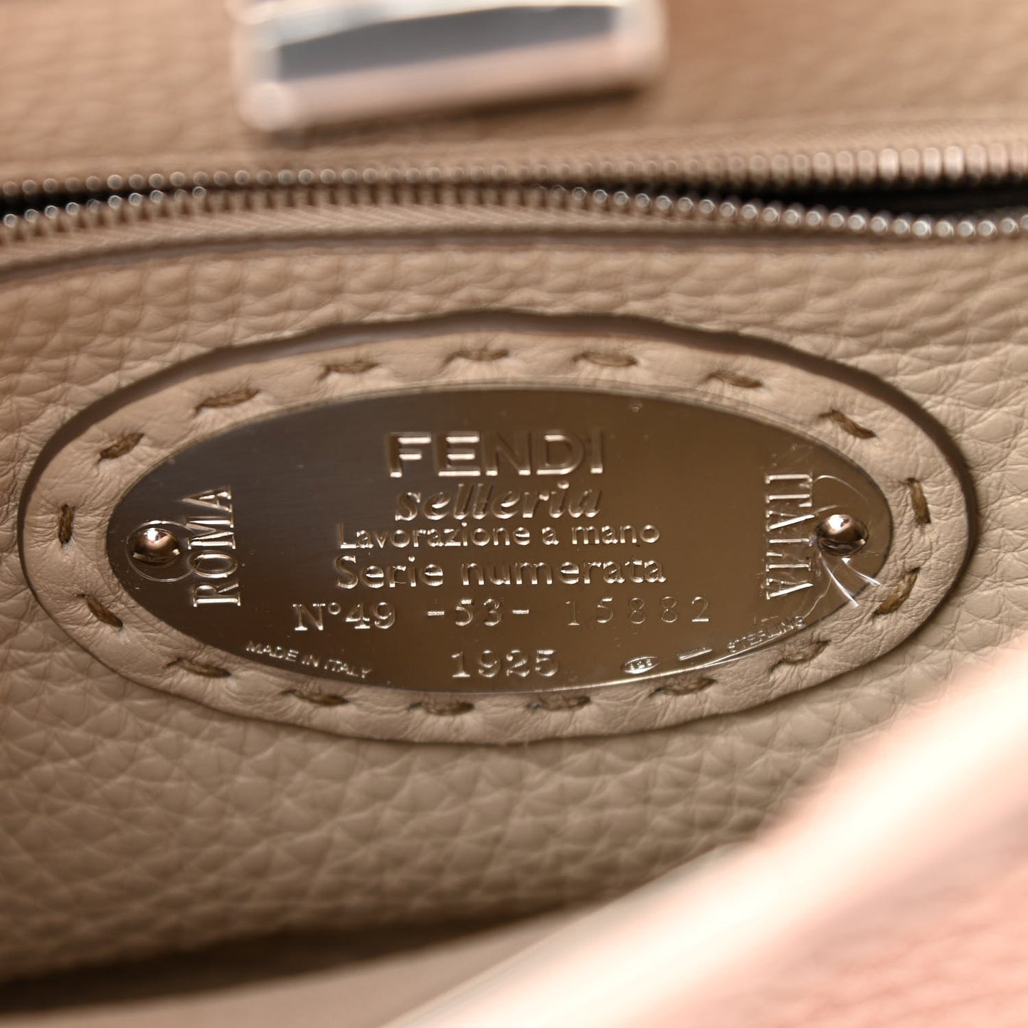 Cuoio Romano Selleria Bi-Color Mini Peekaboo Iconic Satchel Cipria Latte