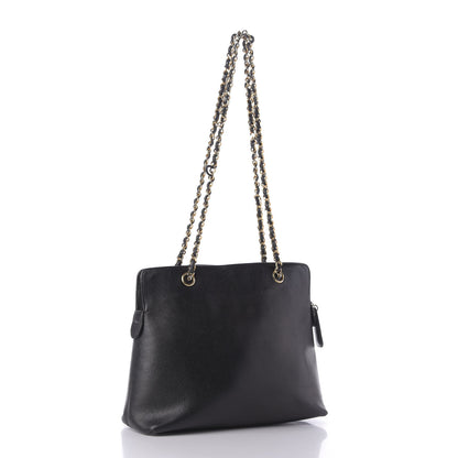Chanel Caviar Logo Shoulder Bag Black 3 of 9