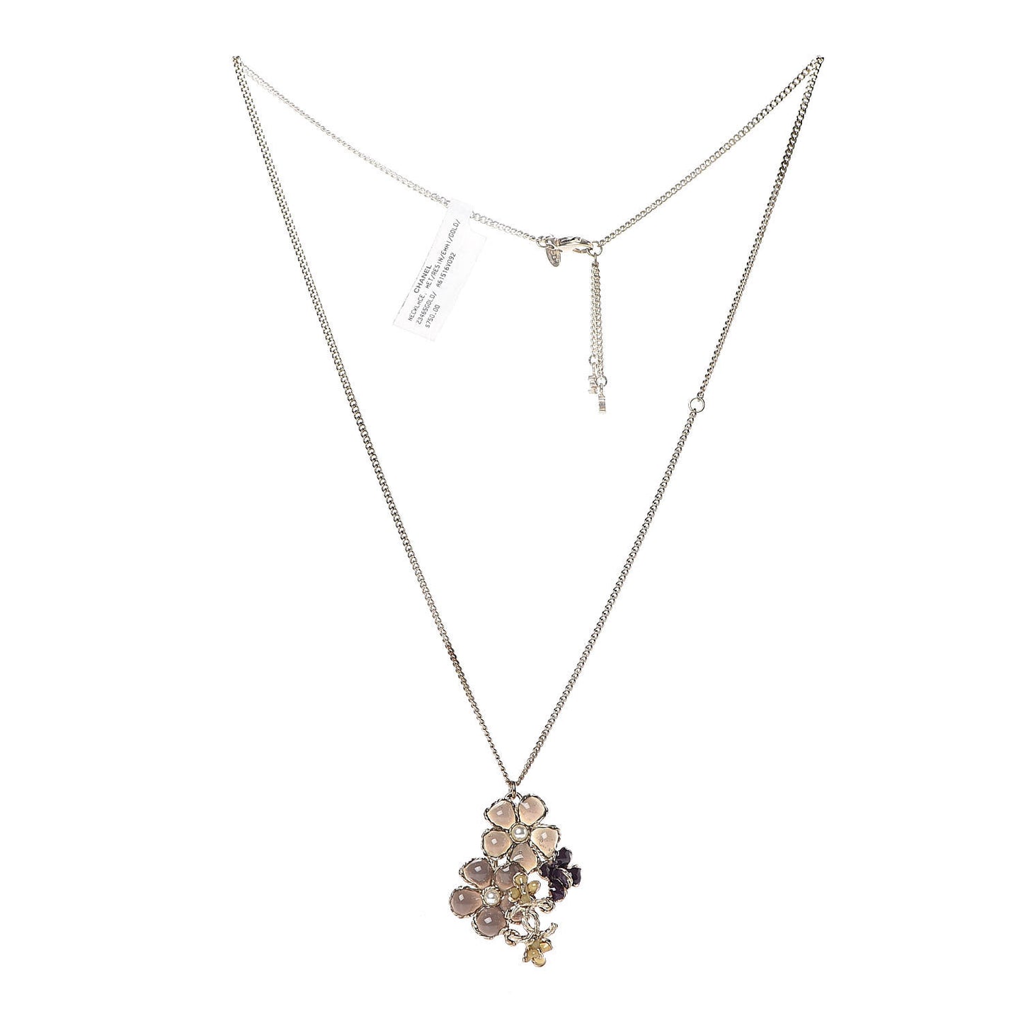 Pearl CC Camellia Flower Necklace Gold