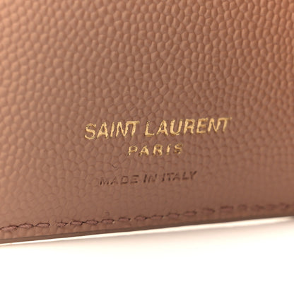 Saint Laurent Grain De Poudre Matelasse Chevron Monogram Zipped Two-Part Wallet Dark Beige 7 of 10
