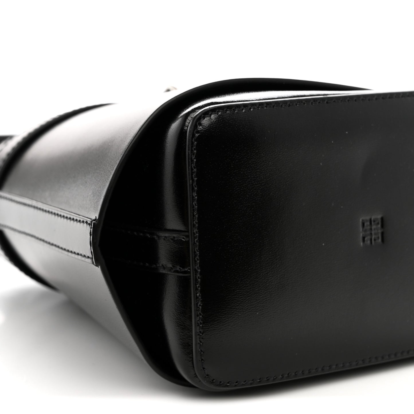 Box Calfskin Shark Lock Bucket Bag Black