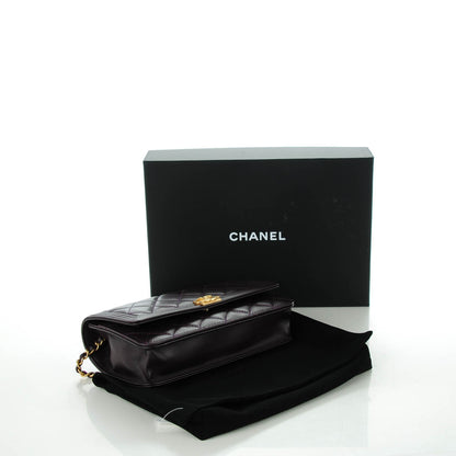 Chanel Lambskin Quilted Boy Wallet On Chain WOC Dark Purple 4 of 8