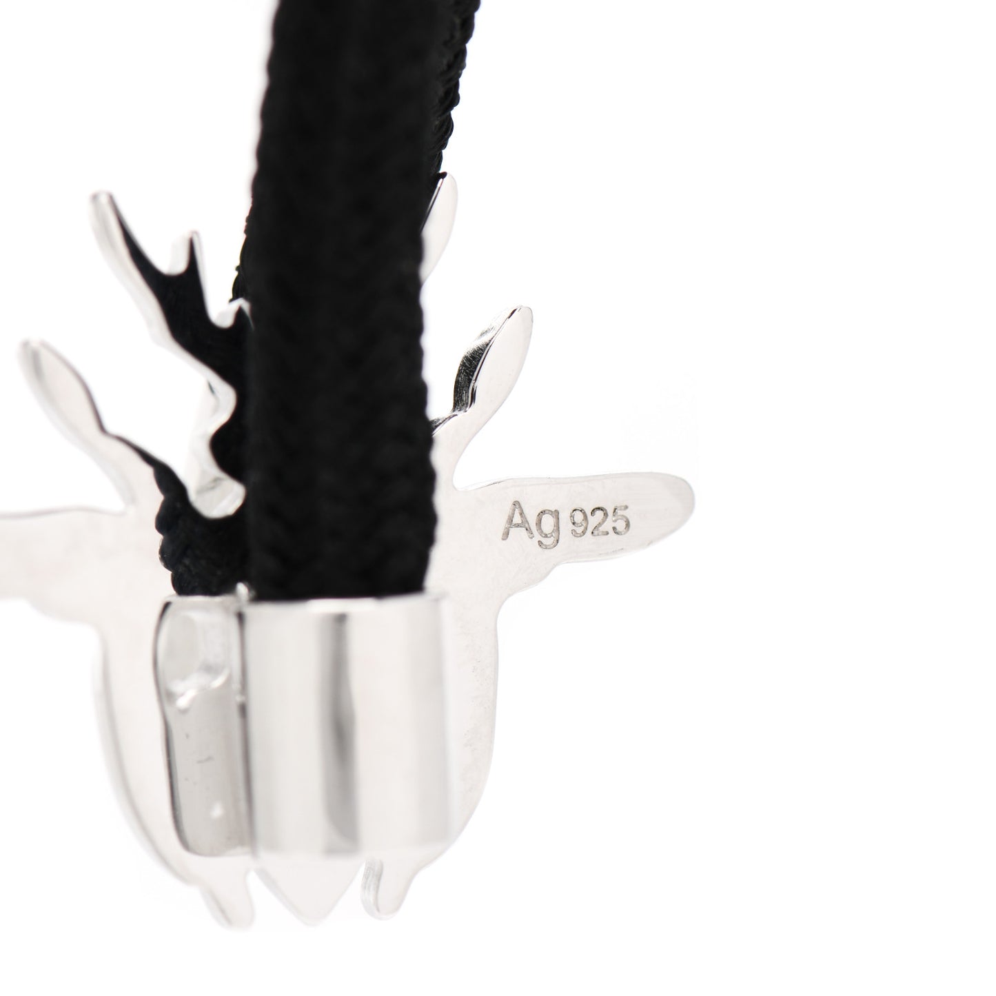 Sterling Silver Homme Bee Cord Bracelet Black