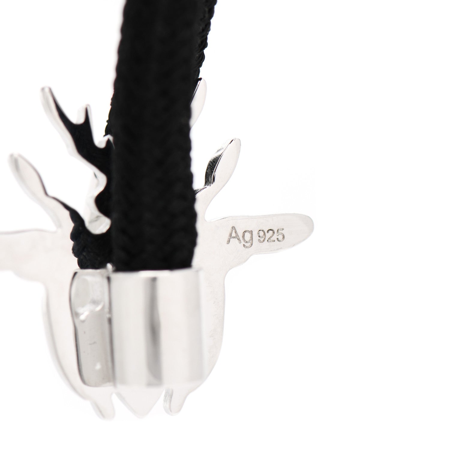 Christian Dior Sterling Silver Homme Bee Cord Bracelet Black 4 of 4