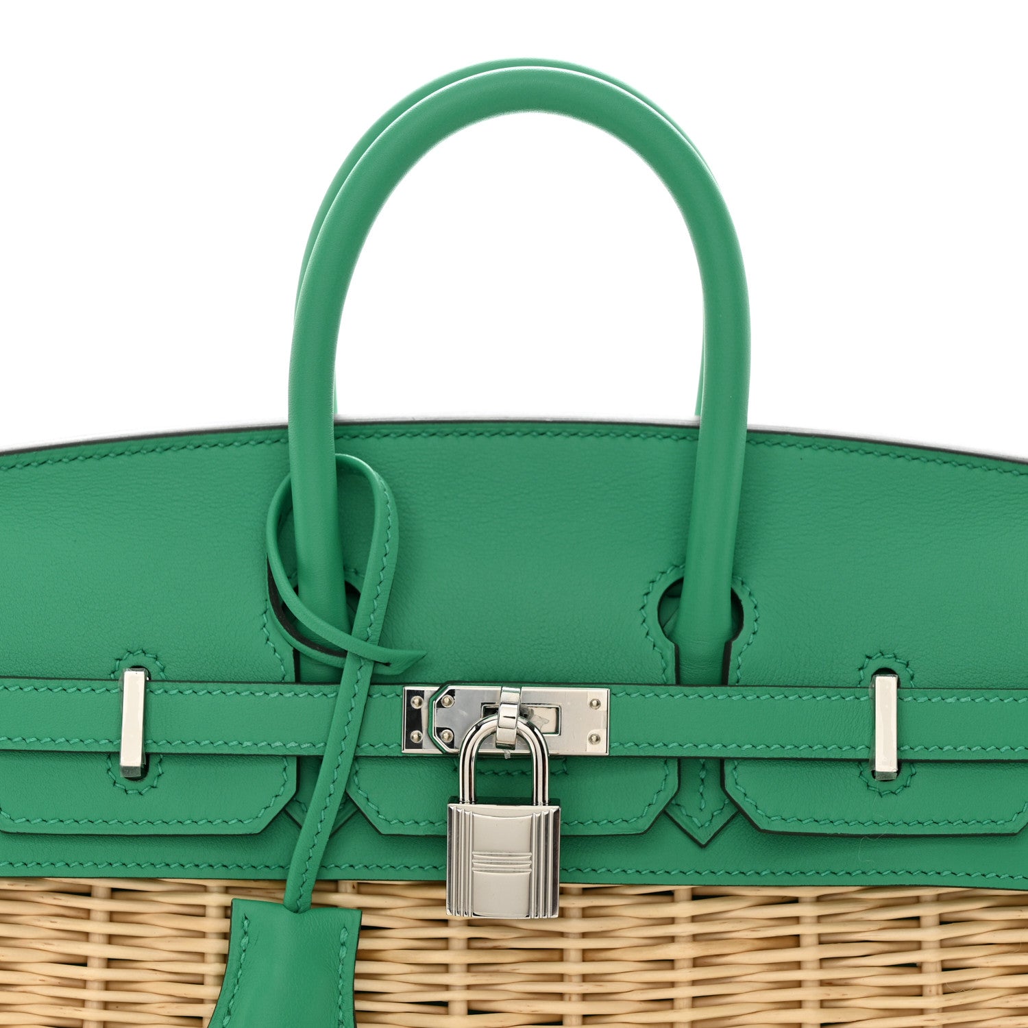Hermes Wicker Swift Picnic Birkin 25 Naturel Menthe 8 of 13