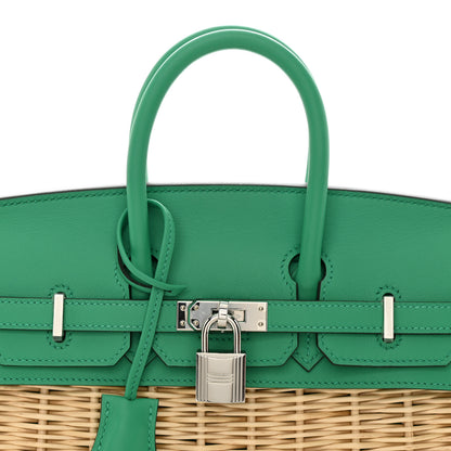 Hermes Wicker Swift Picnic Birkin 25 Naturel Menthe 8 of 13