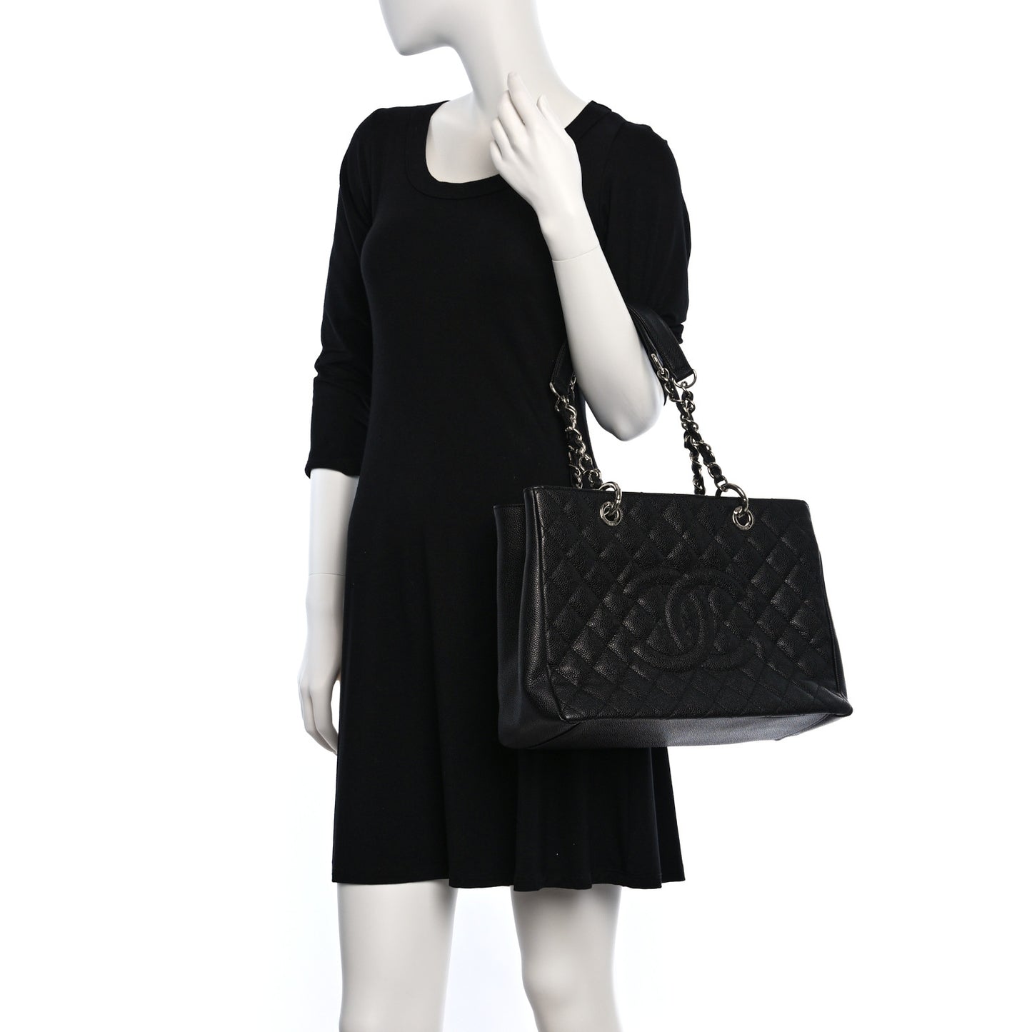 Caviar Quilted Grand Shopping Tote GST Black