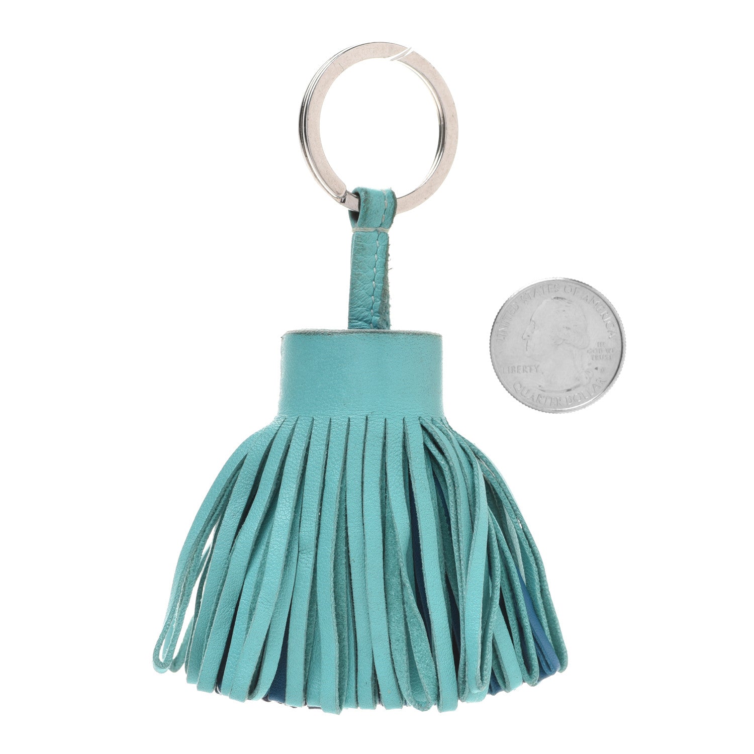 Hermes Lambskin Tri-Color Carmen Tassel Key Holder Bleu Lagoon Bleu Izmir Bleu De Malte 2 of 6
