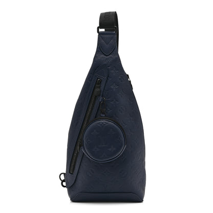 Louis Vuitton Calfskin Shadow Monogram Duo Slingbag Navy 1 of 9