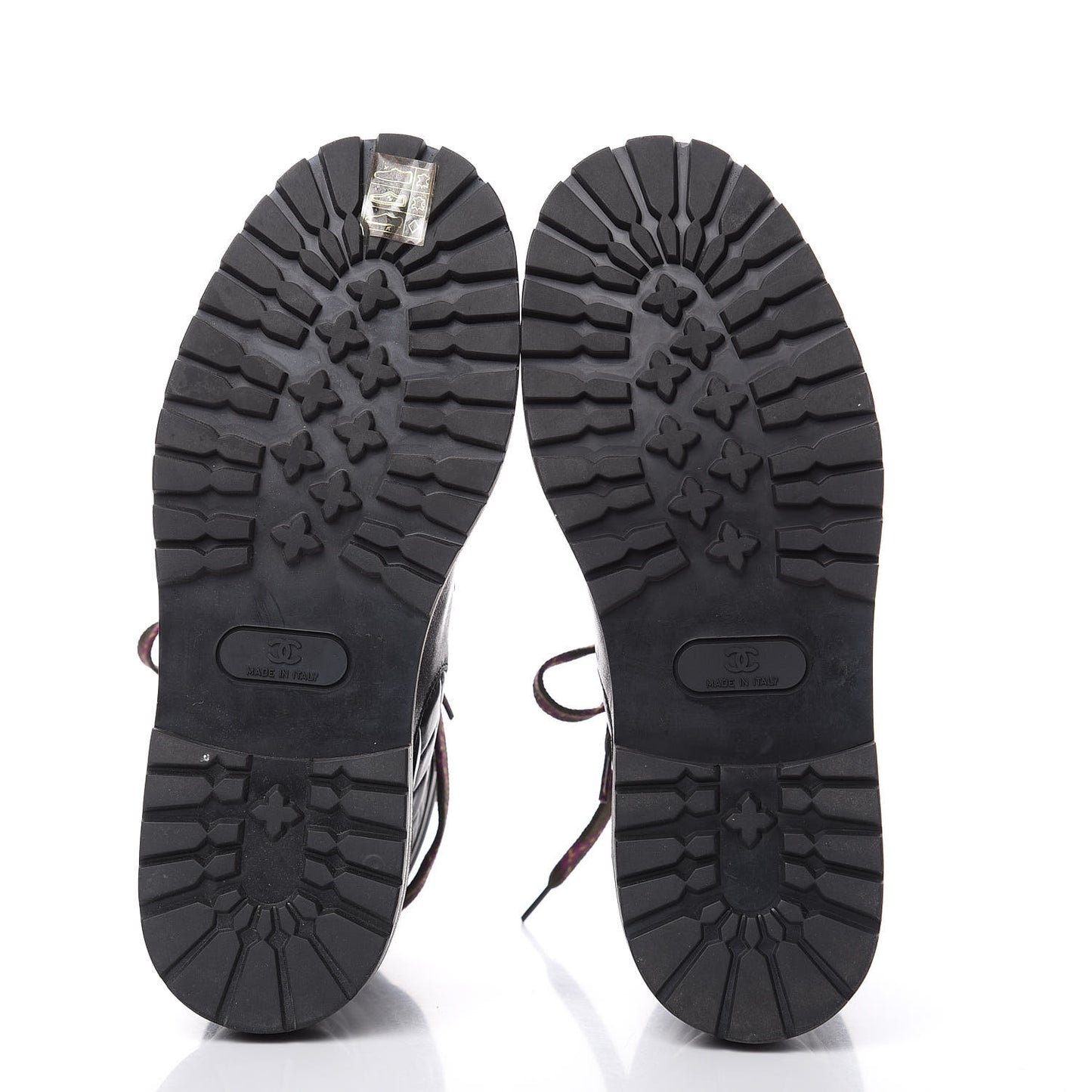 Lambskin Quilted Lace Up Boots 37 Black