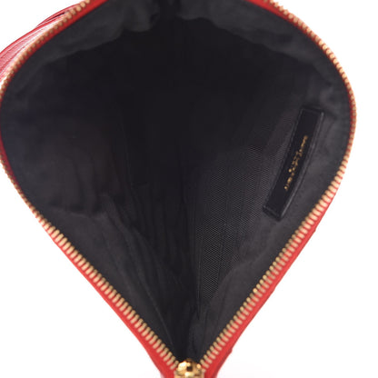 Saint Laurent Calfskin Matelasse Chevron Monogram A5 Wristlet Red 5 of 9