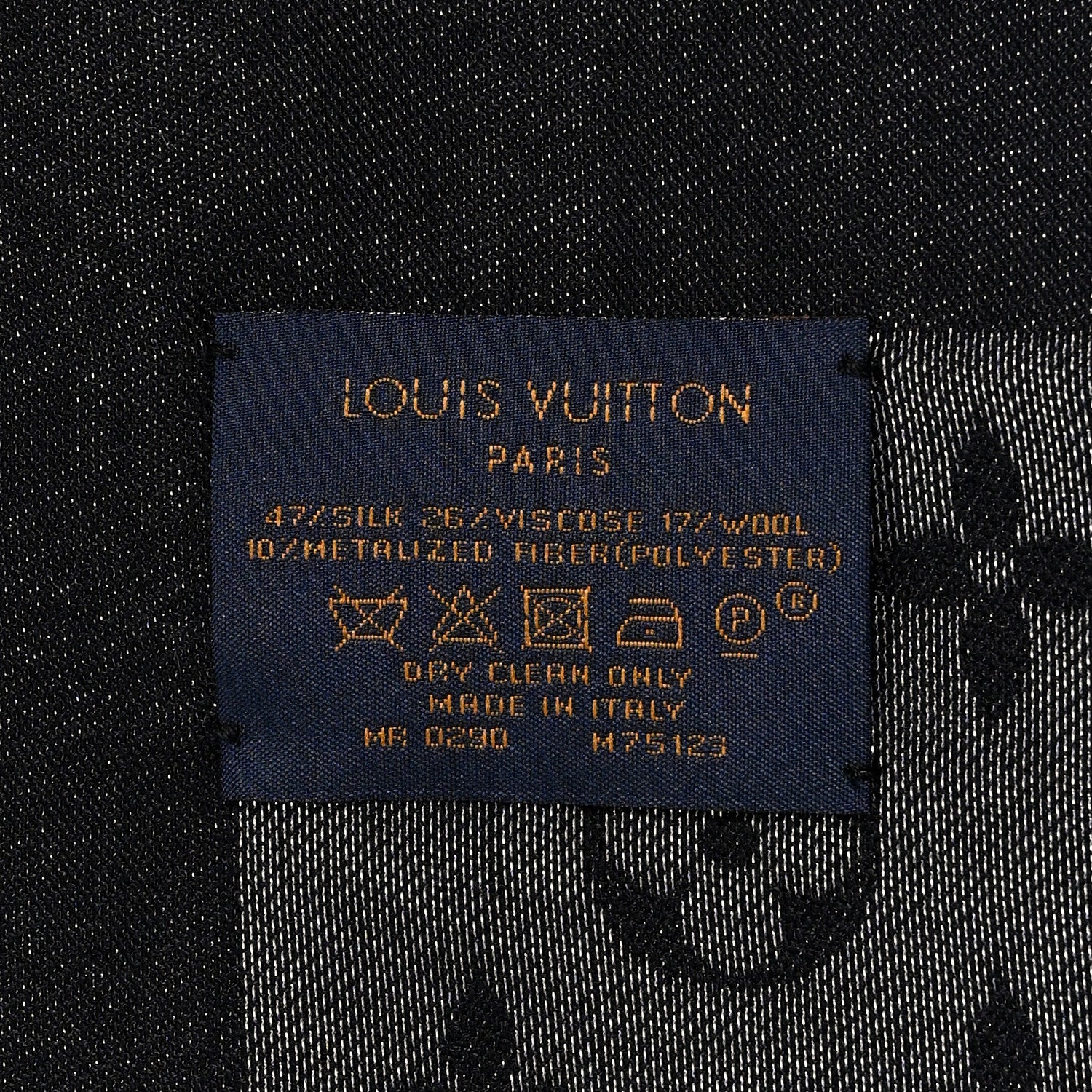 Louis Vuitton Silk Lurex Wool Monogram Shine Shawl Black 3 of 4