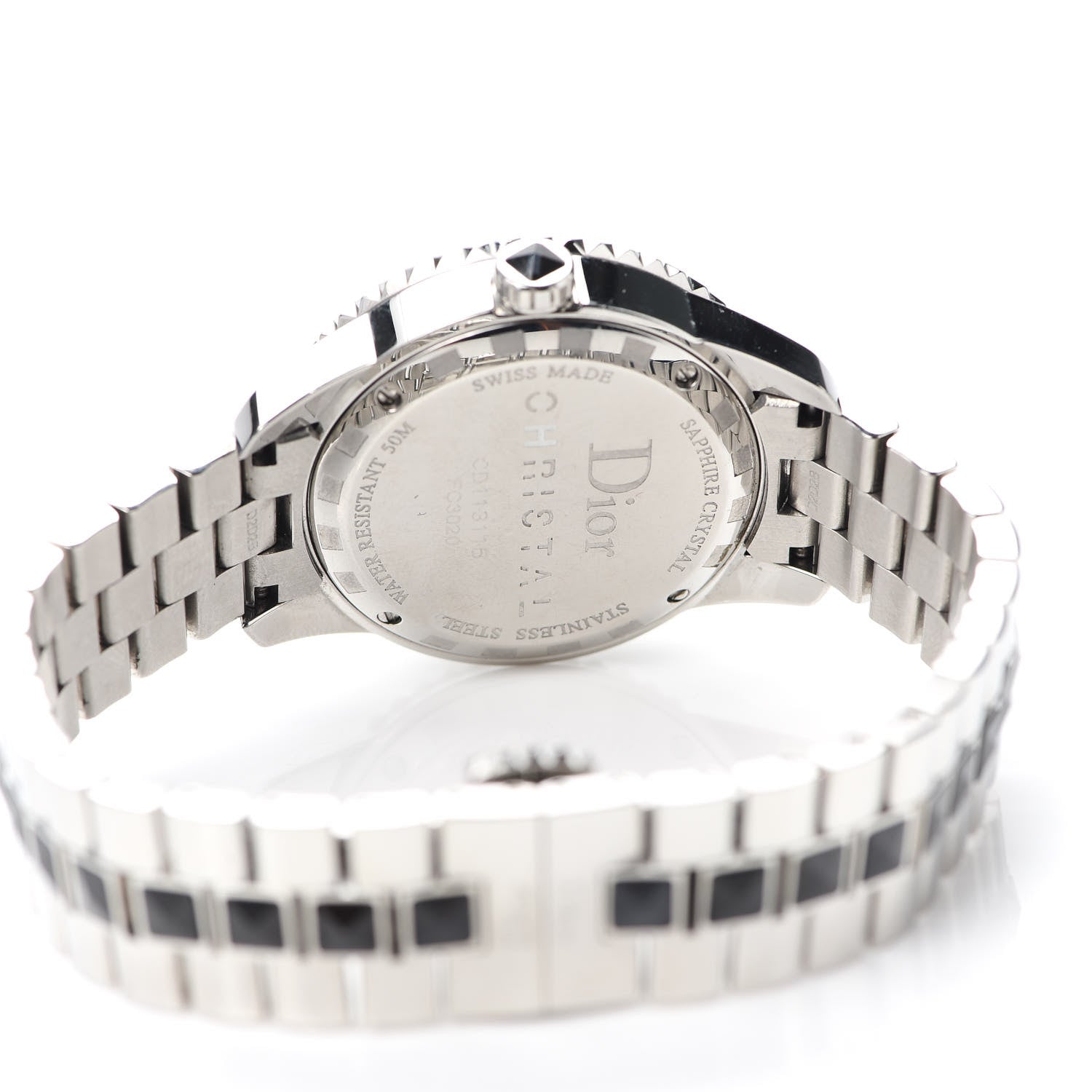 Christian Dior Stainless Steel Diamond Sapphire 33mm Christal Quartz Watch Black 4 of 5