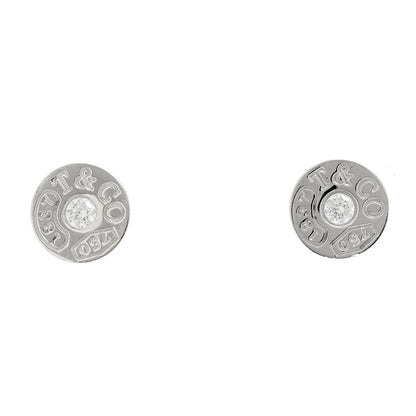 Tiffany 18K White Gold Diamond 1837 Circle Earrings 1 of 4
