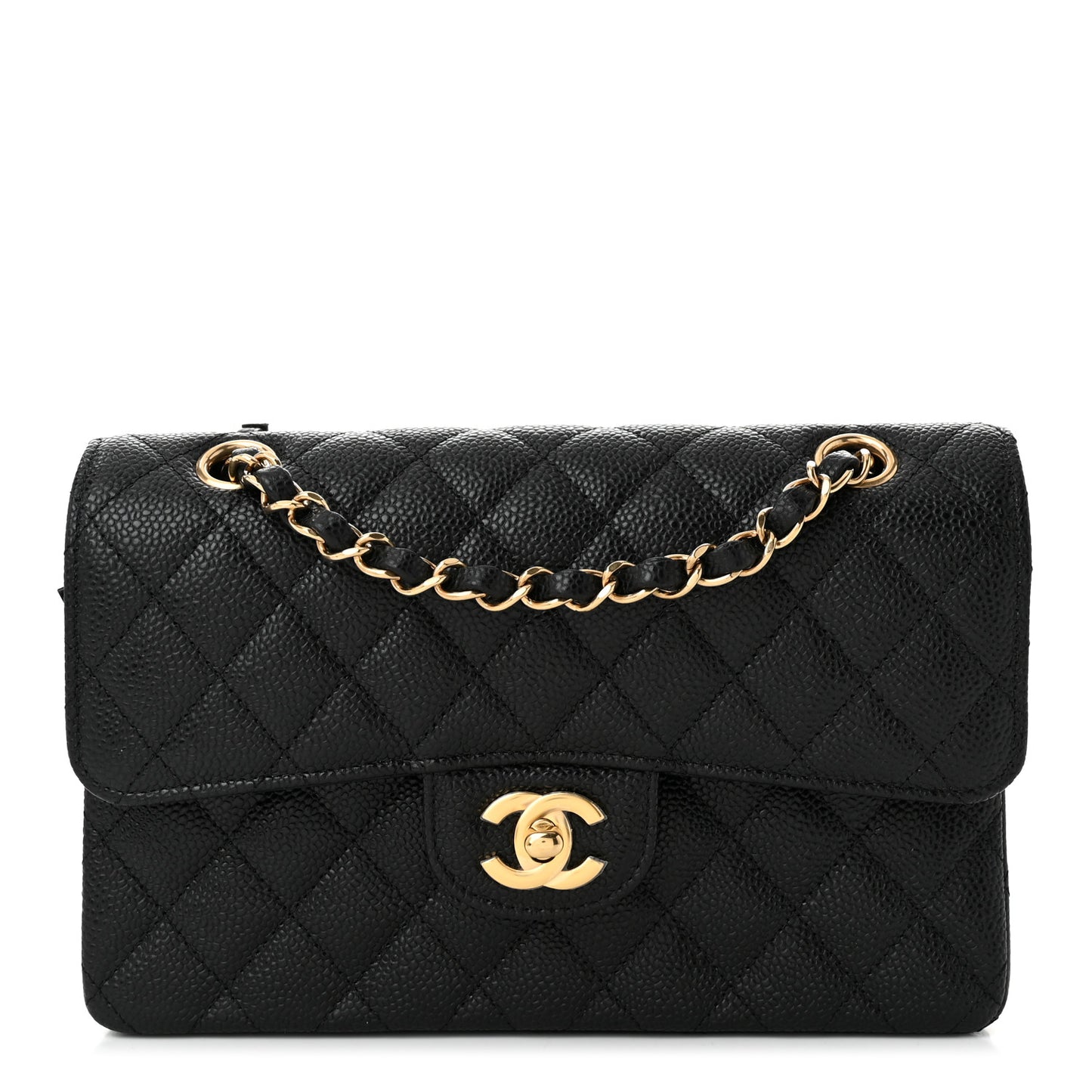 Caviar Quilted Small Double Flap Black
