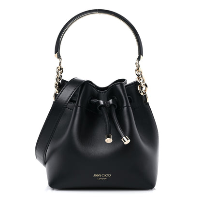 Jimmy Choo Smooth Shiny Calfskin Bon Bon Bucket Bag Black 1 of 8