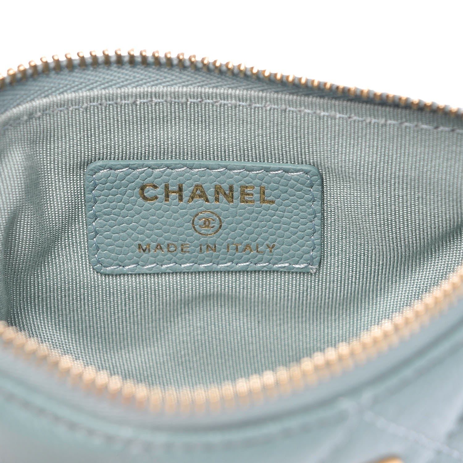 Chanel Iridescent Caviar Quilted Small Cosmetic Case Light Blue 6 of 7