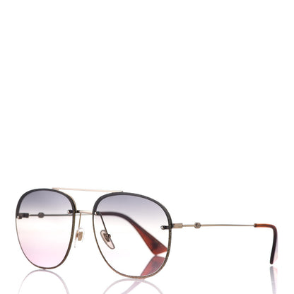 Gucci Metal Glitter Aviator Sunglasses G0227S Gold 1 of 8