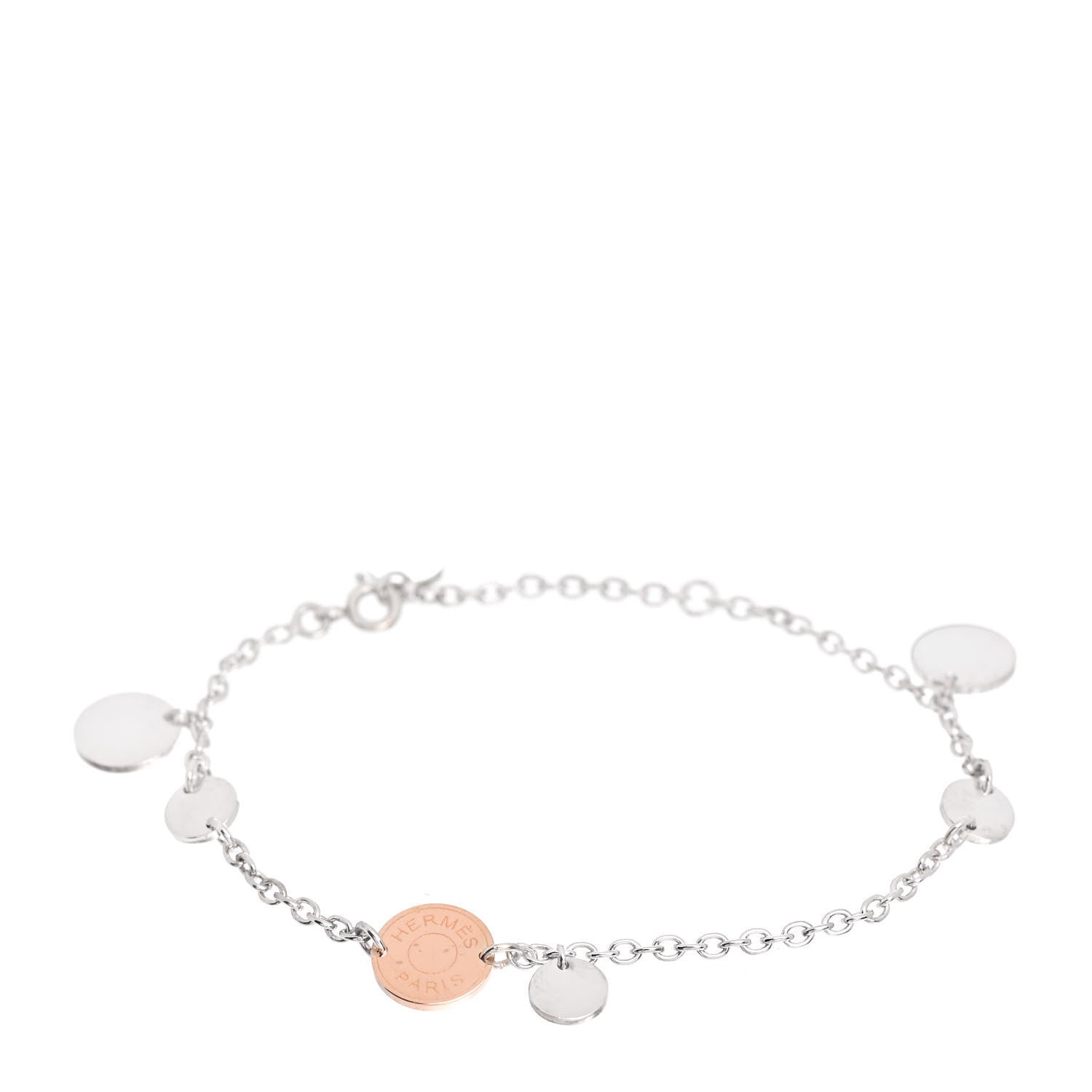 Hermes Sterling Silver 18K Rose Gold Confettis Bracelet LG 1 of 4
