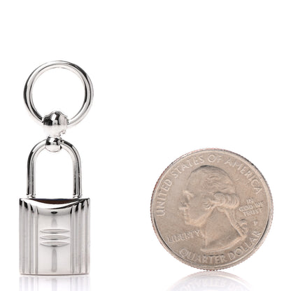 Hermes Palladium Mini Loop Charms Cadenas Scarf Ring Silver 2 of 3