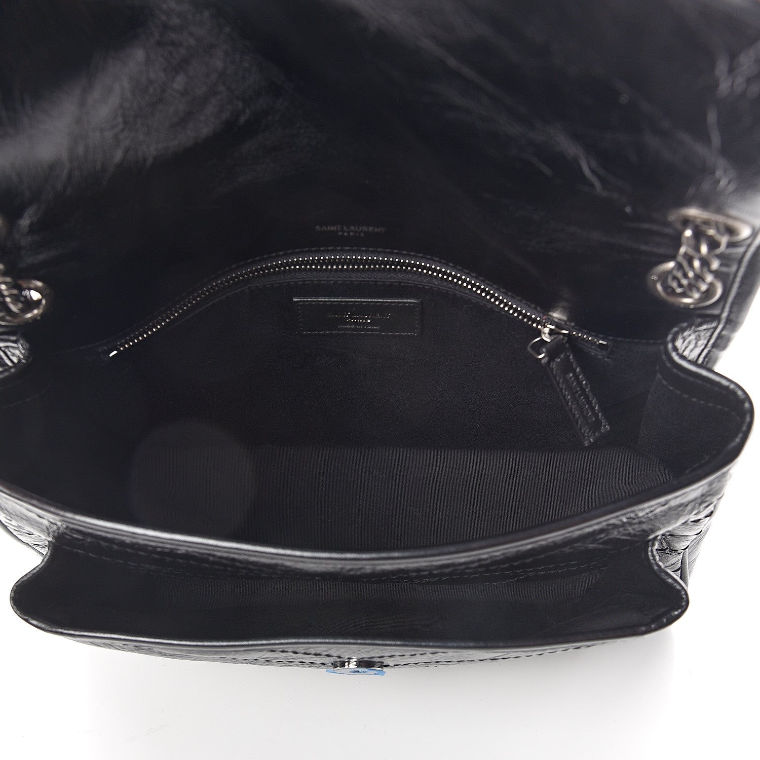 Saint Laurent Crinkled Calfskin Matelasse Monogram Medium Niki Chain Satchel Black 4 of 8