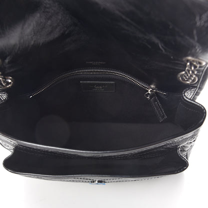 Saint Laurent Crinkled Calfskin Matelasse Monogram Medium Niki Chain Satchel Black 4 of 8