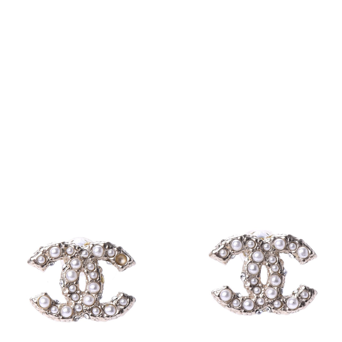 Pearl Crystal CC Earrings Light Gold