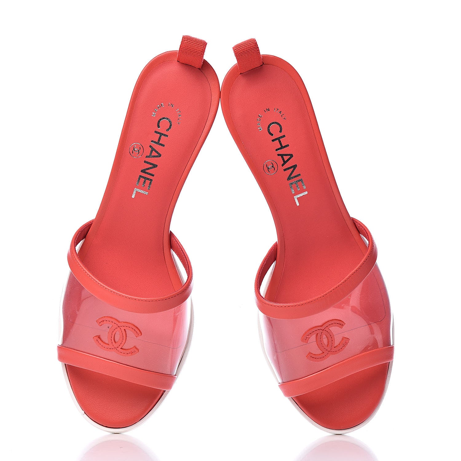 Chanel Lambskin PVC Mule Transparent 38 Red 9 of 10