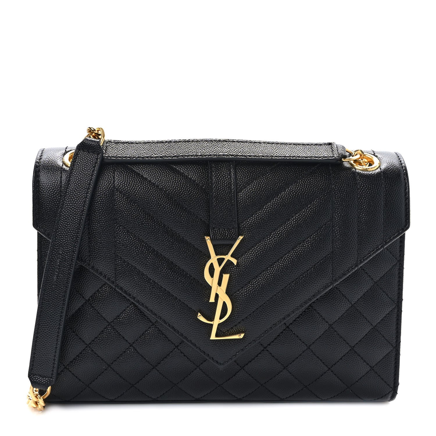 Saint Laurent Grain De Poudre Textured Mixed Matelasse Triquilt Medium Monogram Satchel Black 1 of 8