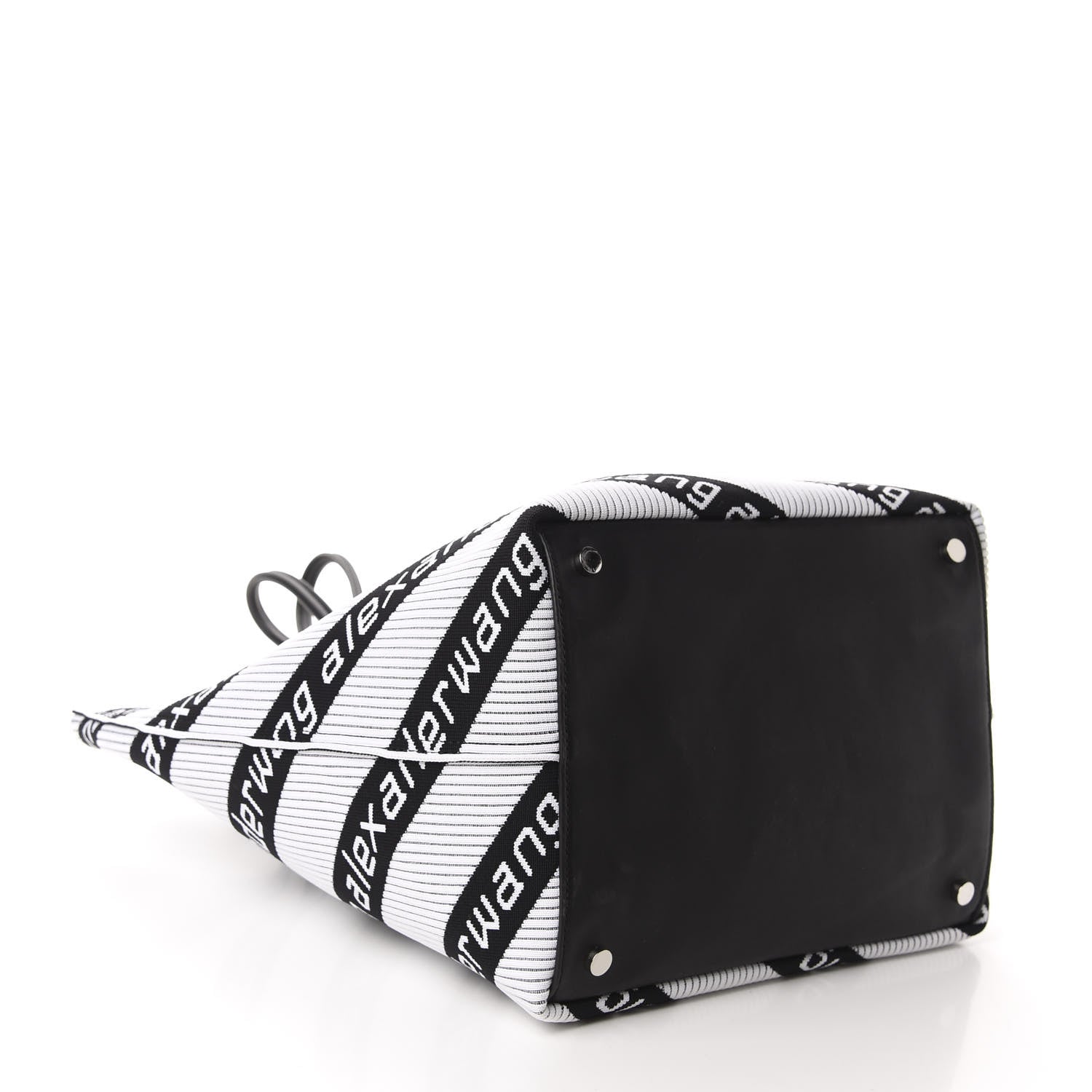 Alexander Wang Knit Jacquard Diagonal Logo Roxy Tote White Black 6 of 12