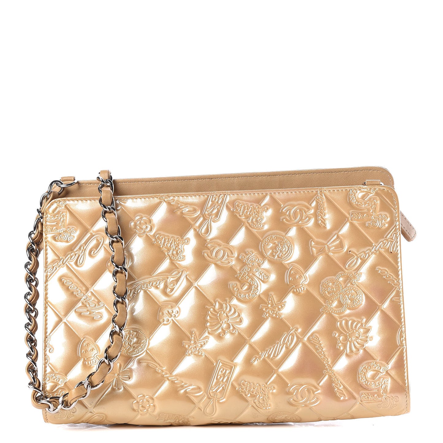 Patent Calfskin Lucky Symbols Pochette Gold