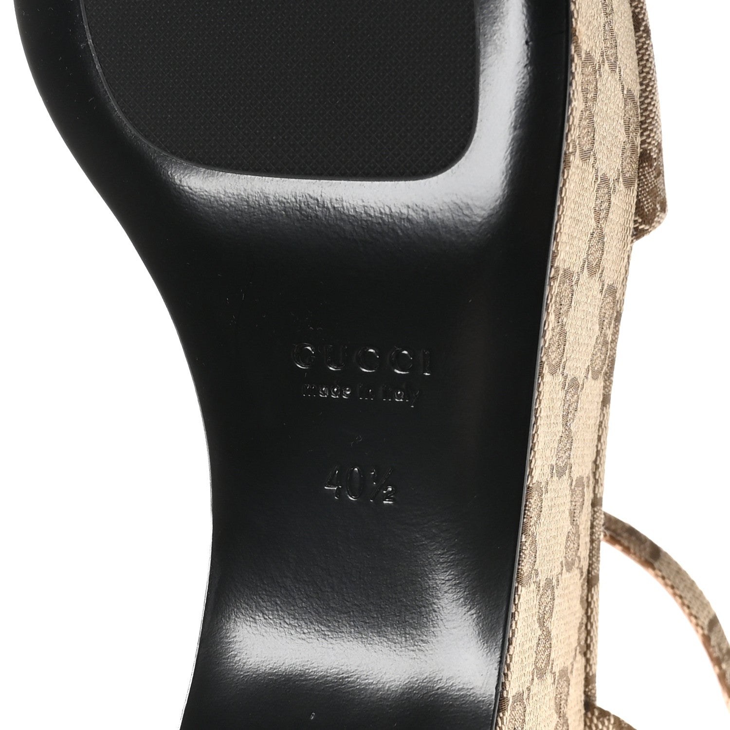 Gucci Monogram Nappa Chalotte Horsebit Ankle Strap 75mm Flatform Sandals 40.5 Beige Ebony 7 of 8