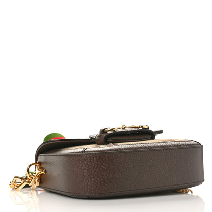 Gucci Monogram Jumbo GG Textured Dollar Calfskin Web Mini Horsebit 1955 Shoulder Bag Camel Ebony New Acero 4 of 8