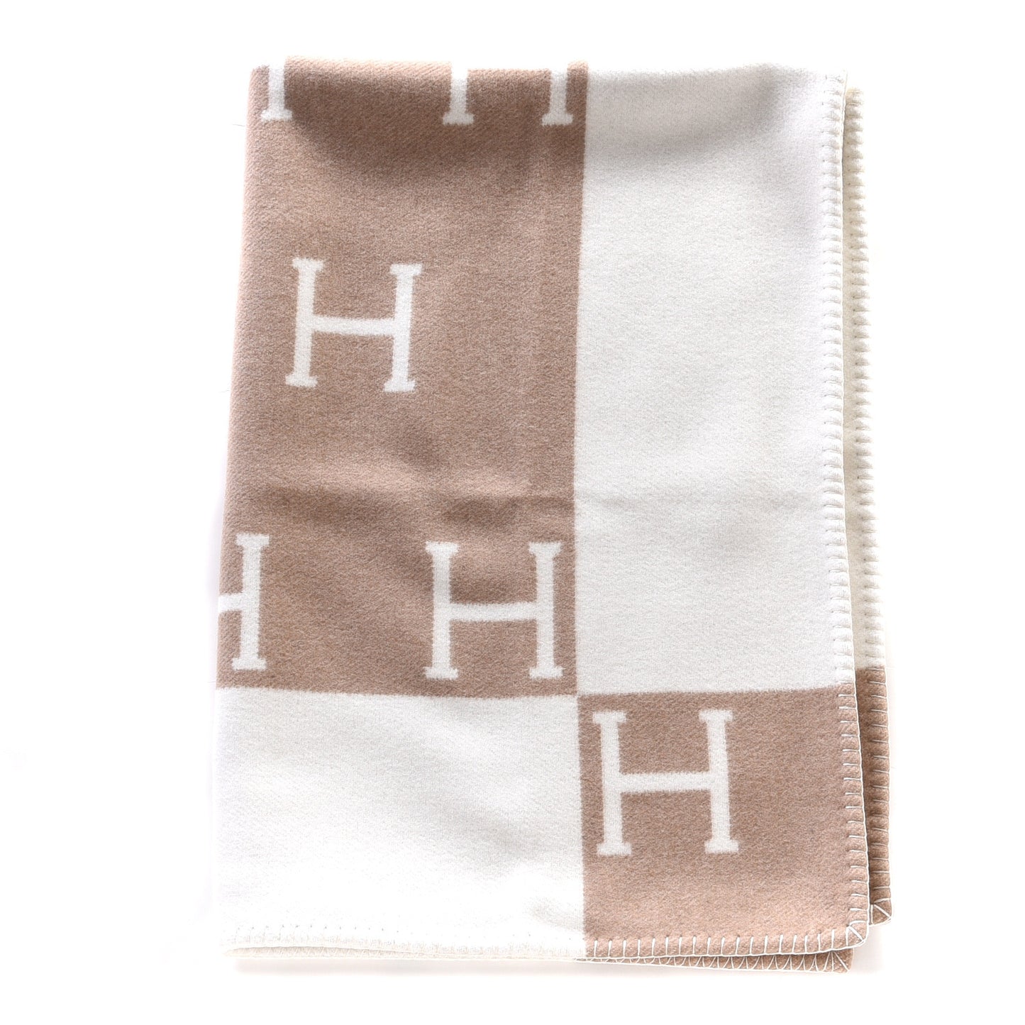 Wool Cashmere Avalon Baby Blanket Noisette Moyen White