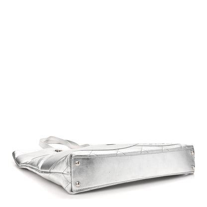 Chanel Metallic Calfskin Stitched CC Club Monaco Tote Silver 4 of 12