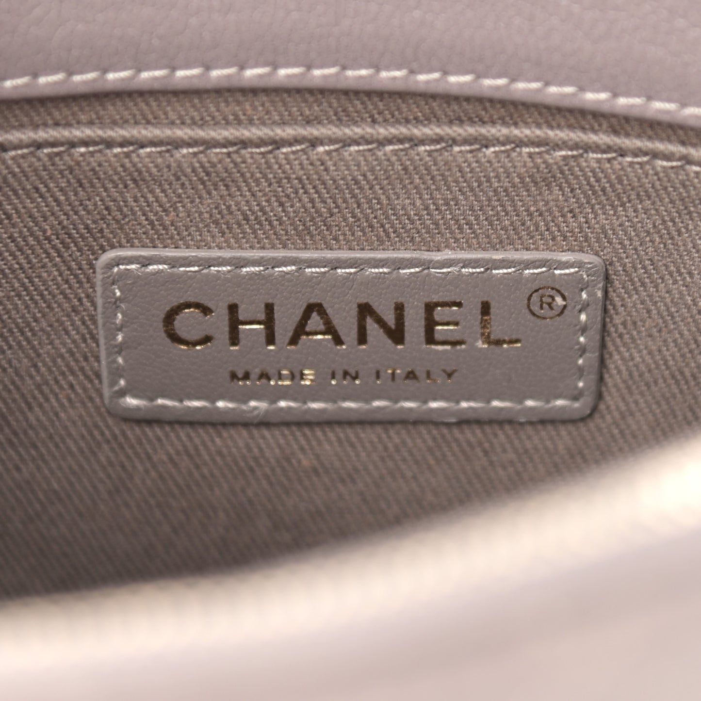 Shiny Calfskin Goatskin Quilted Small Coco Curve Messenger Flap Grey